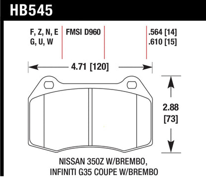 Hawk Performance Hawk 2003-2004 Infiniti G35 (w/Brembo Brakes) HPS 5.0 Front Brake Pads