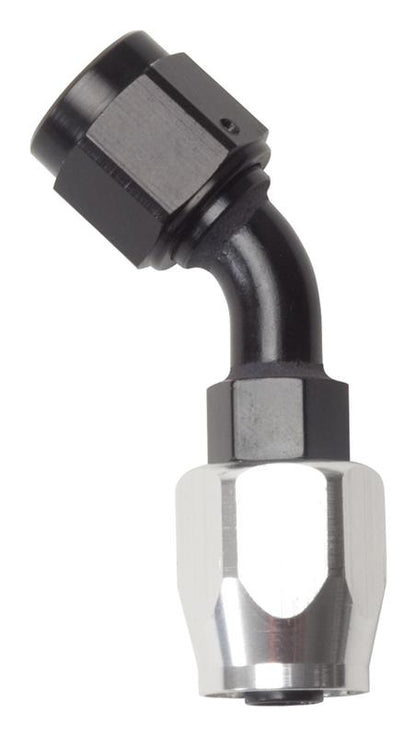 Russell Performance -10 AN Black/Silver 45 Degree Full Flow Hose End