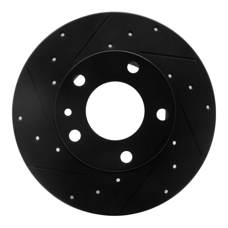 R1 Concepts R1 76-76 BMW 530I Front Left Drilled & Slotted Black Brake Rotor
