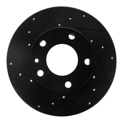 R1 Concepts R1 76-76 BMW 530I Front Left Drilled & Slotted Black Brake Rotor