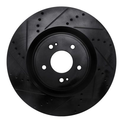 R1 Concepts R1 08-15 Mitsubishi Lancer Front Left Drilled & Slotted Black Brake Rotor