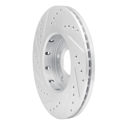 R1 Concepts R1 09-15 Mitsubishi Lancer Front Right Drilled & Slotted Silver Brake Rotor