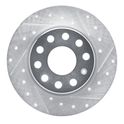 R1 Concepts R1 17-25 Audi Q2 (Mexico) Rear Right Drilled & Slotted Silver Brake Rotor