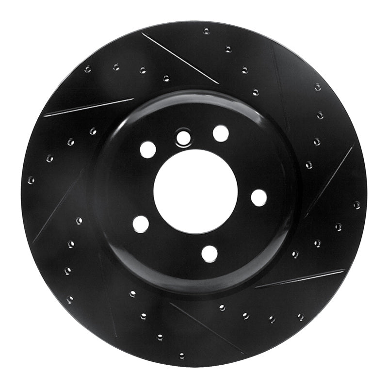 R1 Concepts R1 04-10 BMW 650I Convertible Front Right Drilled & Slotted Black Brake Rotor
