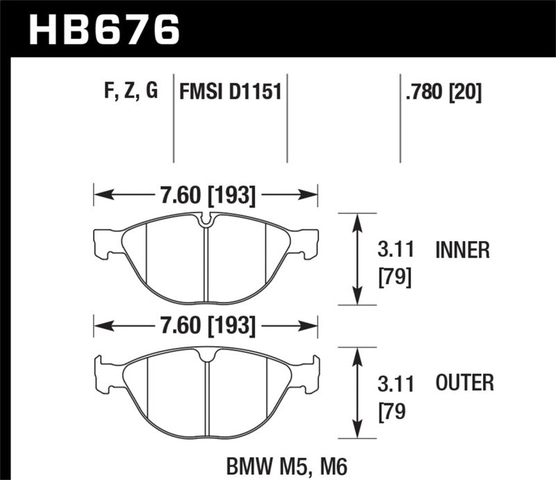 Hawk Performance Hawk 08-10 BMW M6 Base 5.0L HPS 5.0 Front Brake Pads