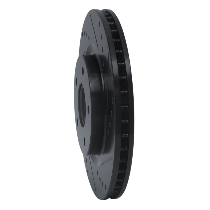 R1 Concepts R1 07-15 Nissan Rogue Front Right Drilled & Slotted Black Brake Rotor