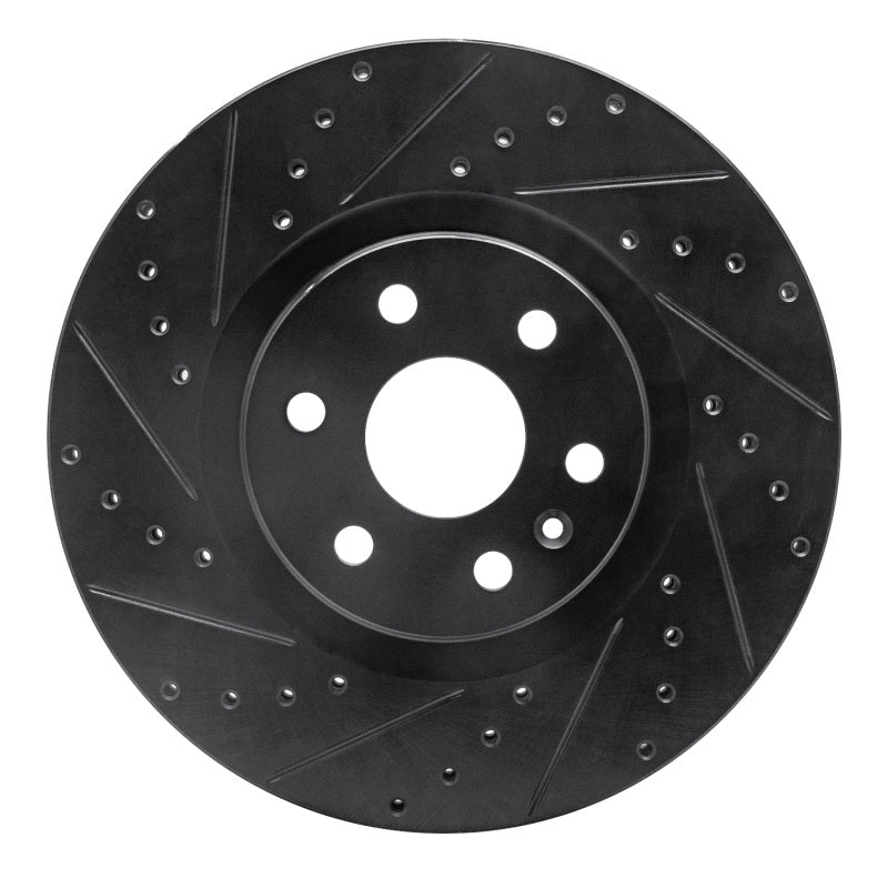 R1 Concepts R1 10-16 Cadillac SRX Front Left Drilled & Slotted Black Brake Rotor