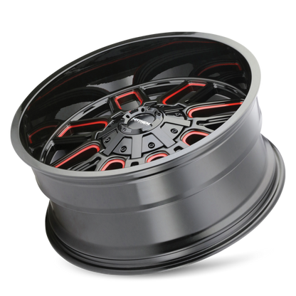 Mayhem 8107 Cogent 18x9 / 6x135 BP / 0mm Offset / 106mm Hub Black w/ Prism Red Wheel