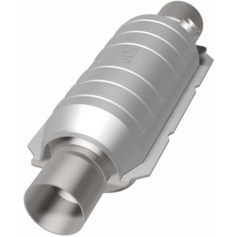 MagnaFlow Univ Cat Conv 2in Inlet/Outlet Ctr/Ctr Round 11in Body L x 5.125in W x 15in Overall L
