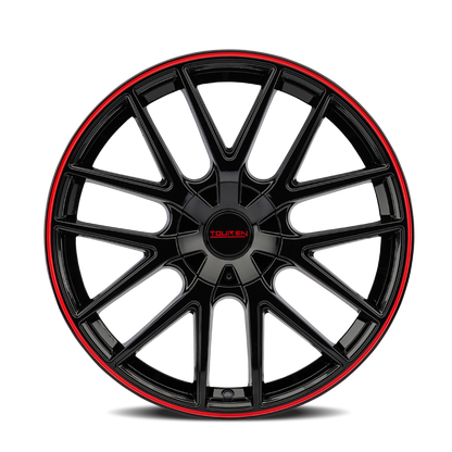 Touren 3260 TR60 17x7.5 / 5x100/114.3 BP / 42mm Offset / 72.62mm Hub Gloss Black w/ Red Ring Wheel