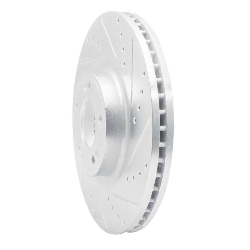 R1 Concepts R1 09-14 Hyundai Genesis Sedan Front Right Drilled & Slotted Silver Brake Rotor
