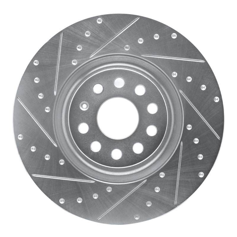 R1 Concepts R1 2012-2025 Audi S3 (USA/Canada) Front Left Drilled & Slotted Silver Brake Rotor