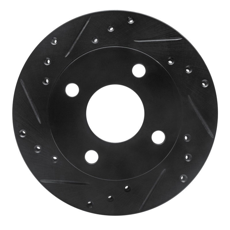 R1 Concepts R1 81-94 Ford Escort Front Left Drilled & Slotted Black Brake Rotor