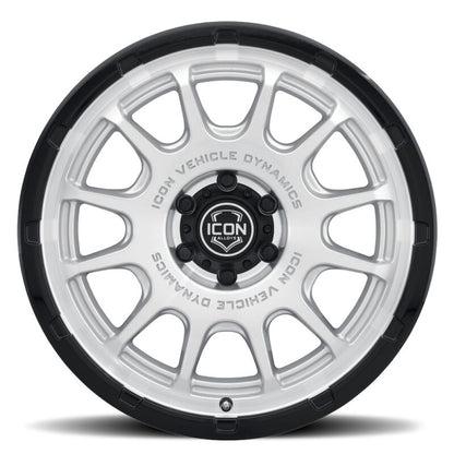 ICON Alloys Rancho 20x9 / 6x135 / 16mm / 5.625in BS Silver Machined w/ Gloss Black Lip Wheel