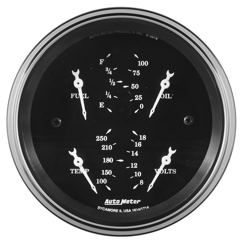 AutoMeter Auto Meter Gauge Dual Fuel & OILP 3 3/8in 240E-33F & 100psi Elec Old Tyme Blk