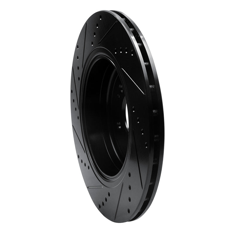 R1 Concepts R1 18-25 Genesis G70 Rear Right Drilled & Slotted Black Brake Rotor