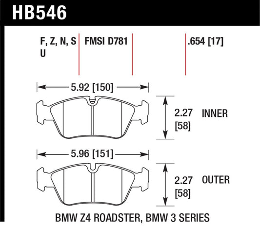 Hawk Performance Hawk 08 BMW Z4 3.0L HPS 5.0 Front Brake Pads