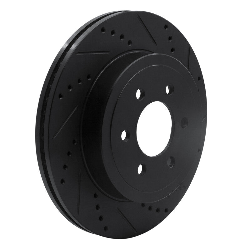 R1 Concepts R1 03-04 Dodge Dakota 4WD Front Right Drilled & Slotted Black Brake Rotor