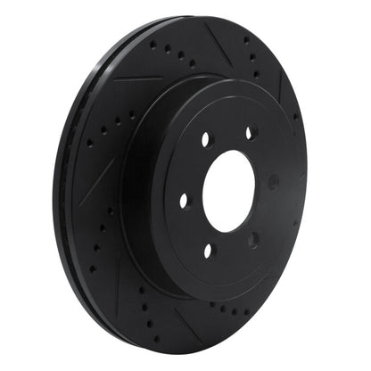 R1 Concepts R1 03-04 Dodge Dakota 4WD Front Right Drilled & Slotted Black Brake Rotor