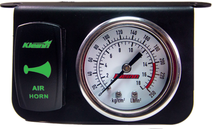 Kleinn Air Horns Kleinn Panel Mounted 160 PSI Gauge w/ an Illuminated GREEN Momentary Rocker Switch