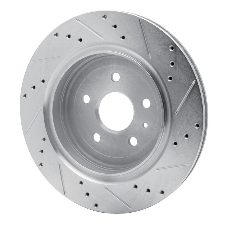 R1 Concepts R1 16-24 Cadillac ATS Rear Left Drilled & Slotted Silver Brake Rotor