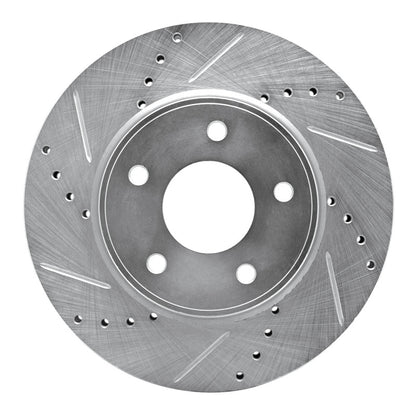 R1 Concepts R1 11-25 Chevrolet City Express Front Left Drilled & Slotted Silver Brake Rotor