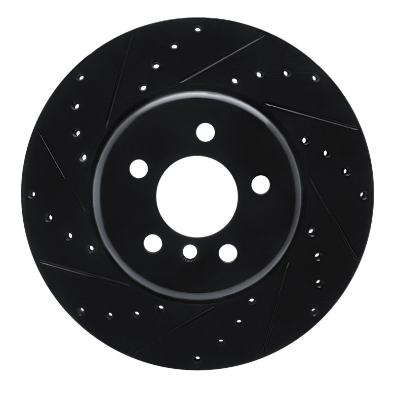 R1 Concepts R1 10-19 BMW 535I GT Rear Left Drilled & Slotted Black Brake Rotor