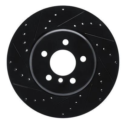 R1 Concepts R1 10-19 BMW 535I GT Rear Left Drilled & Slotted Black Brake Rotor