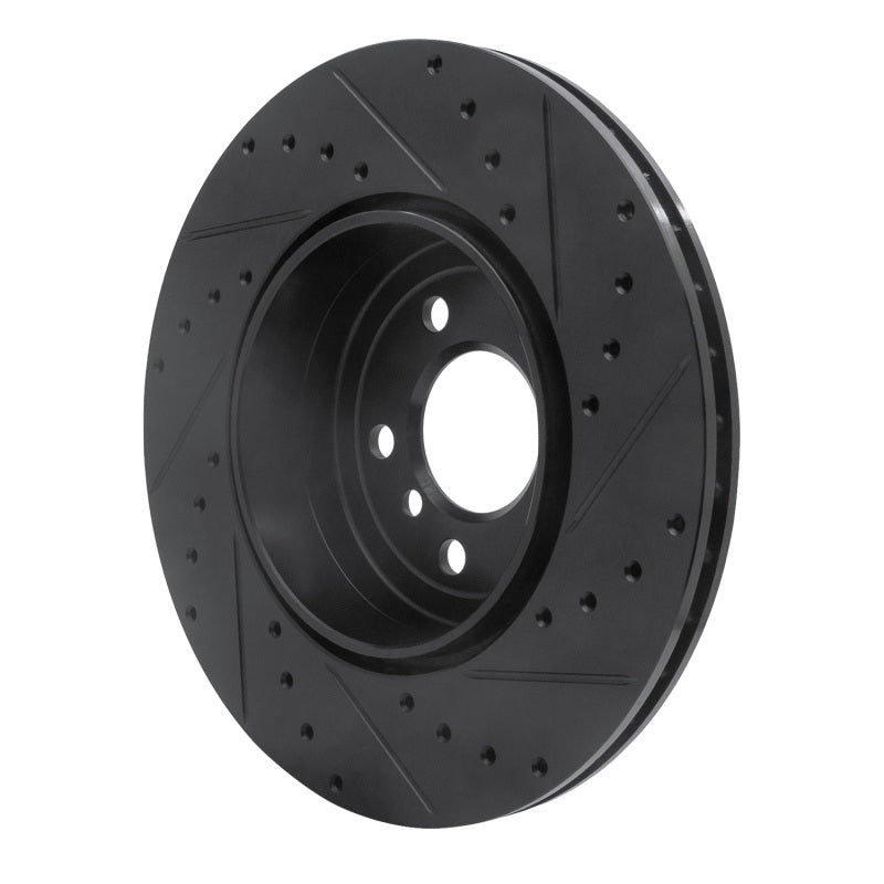 R1 Concepts R1 10-19 BMW 535I GT Rear Left Drilled & Slotted Black Brake Rotor