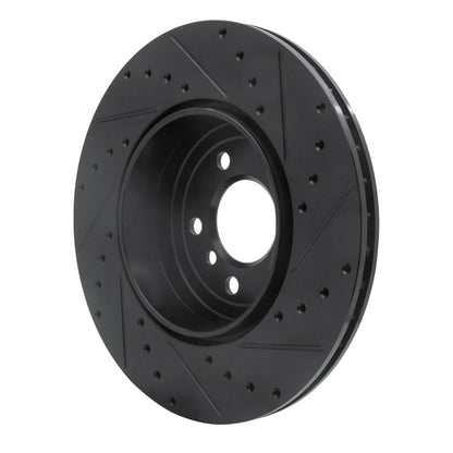 R1 Concepts R1 10-19 BMW 535I GT Rear Left Drilled & Slotted Black Brake Rotor