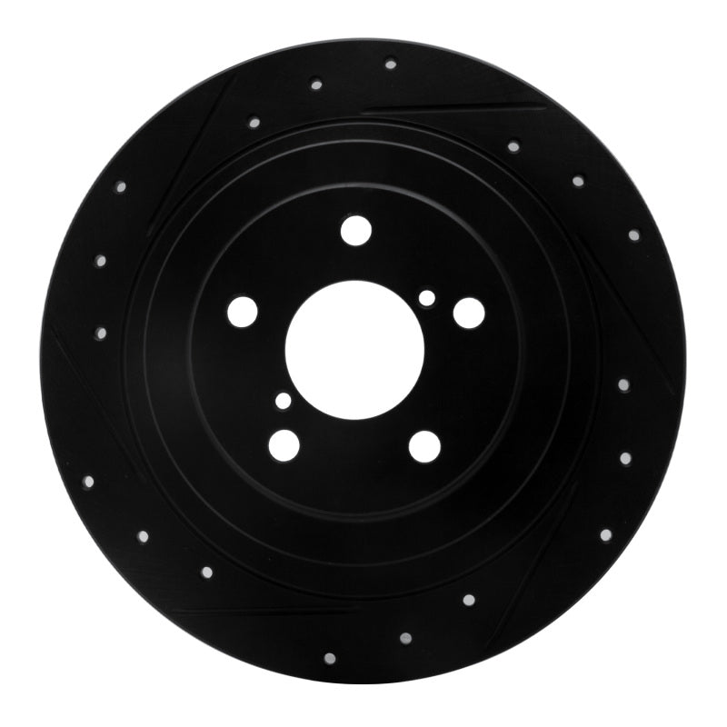 R1 Concepts R1 00-06 Subaru Outback Rear Left Drilled & Slotted Black Brake Rotor