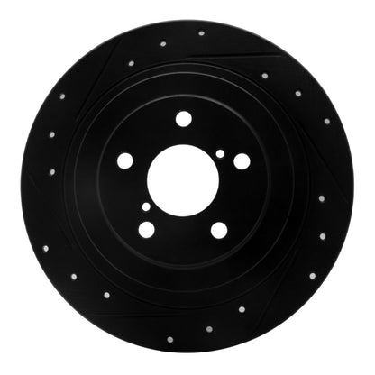 R1 Concepts R1 00-06 Subaru Outback Rear Left Drilled & Slotted Black Brake Rotor