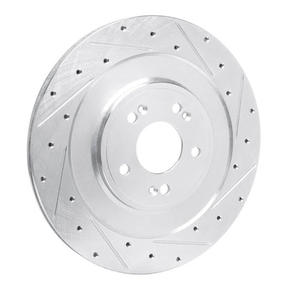 R1 Concepts R1 21-26 Genesis G80 Rear Right Drilled & Slotted Silver Brake Rotor