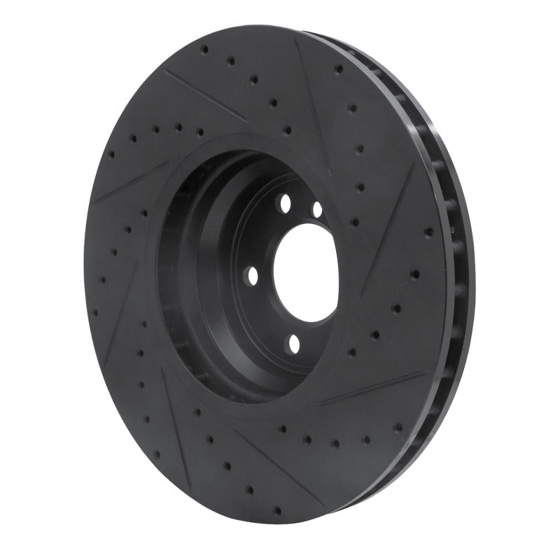 R1 Concepts R1 2007-2008 BMW ALPINA B7 Front Left Drilled & Slotted Black Brake Rotor