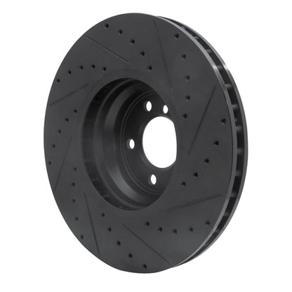 R1 Concepts R1 2007-2008 BMW ALPINA B7 Front Left Drilled & Slotted Black Brake Rotor