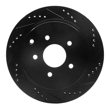 R1 Concepts R1 2003-2024 Infiniti FX37 Rear Right Drilled & Slotted Black Brake Rotor