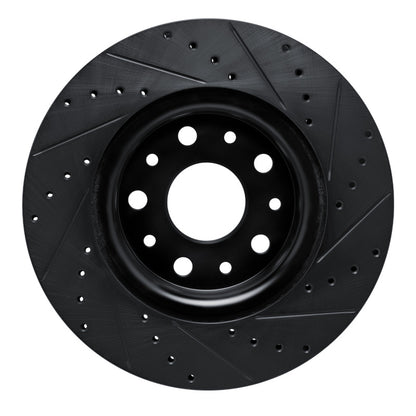 R1 Concepts R1 18-25 Jeep Wrangler Front Left Drilled & Slotted Black Brake Rotor