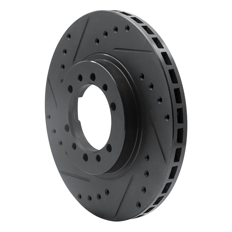 R1 Concepts R1 90-04 Mitsubishi Montero Sport (USA/Canada) Front Left Drilled & Slotted Black Brake Rotor