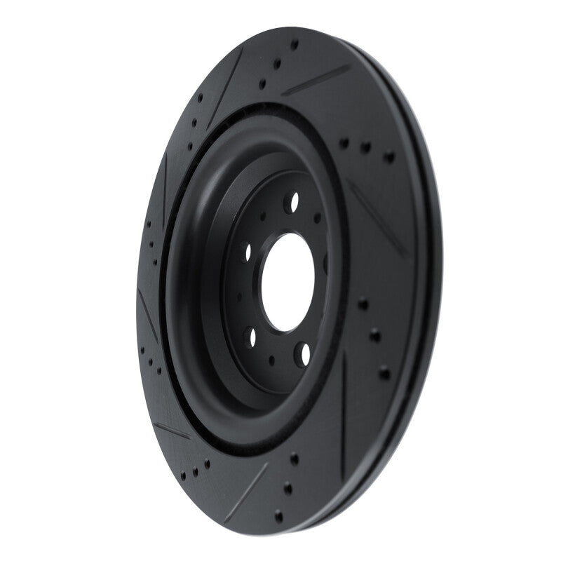 R1 Concepts R1 2017-2025 Tesla Model 3 Rear Right Drilled & Slotted Black Brake Rotor