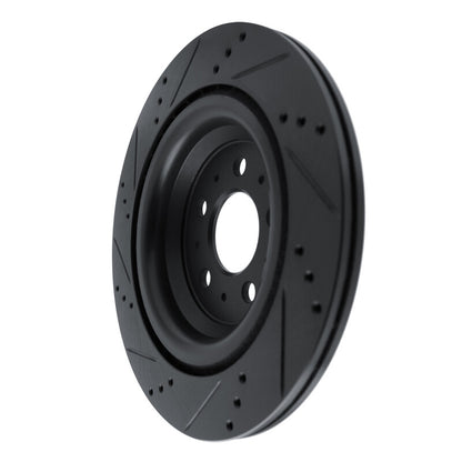 R1 Concepts R1 2017-2025 Tesla Model 3 Rear Right Drilled & Slotted Black Brake Rotor