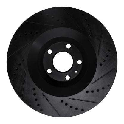 R1 Concepts R1 05-11 Audi A6 Quattro Front Left Drilled & Slotted Black Brake Rotor
