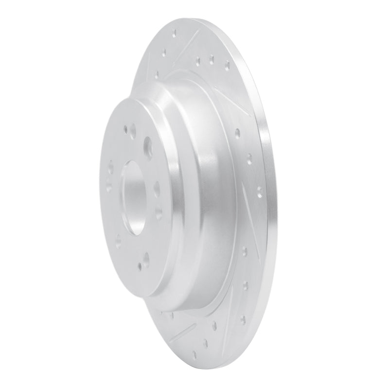 R1 Concepts R1 10-15 Honda Crosstour Rear Left Drilled & Slotted Silver Brake Rotor