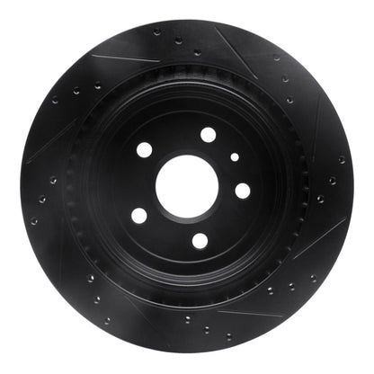 R1 Concepts R1 08-14 Cadillac CTS Rear Left Drilled & Slotted Black Brake Rotor