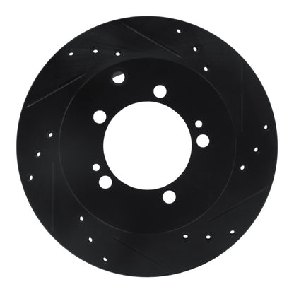 R1 Concepts R1 92-96 Mitsubishi DIAMANTE Rear Right Drilled & Slotted Black Brake Rotor