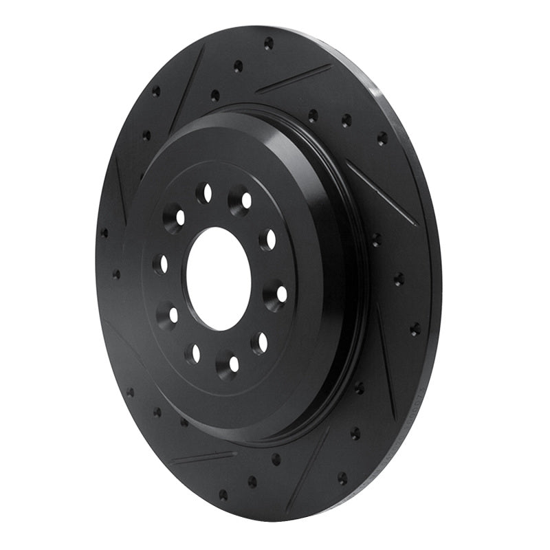 R1 Concepts R1 05-19 Ford Five Hundred Rear Left Drilled & Slotted Black Brake Rotor