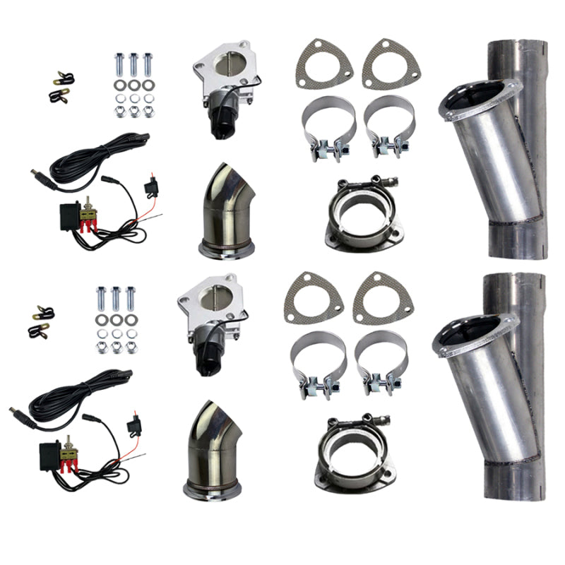 Granatelli Motor Sports Granatelli 2.5in Aluminized Mild Steel Electronic Dual Exhaust Cutout w/Slip Fit & Band Clamp