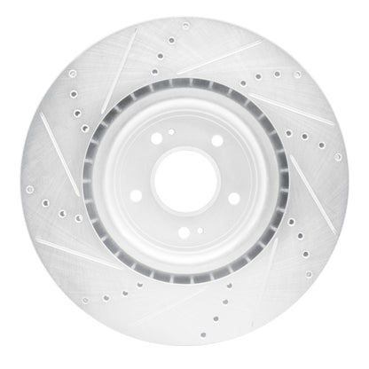 R1 Concepts R1 08-15 Mitsubishi Lancer Front Right Drilled & Slotted Silver Brake Rotor