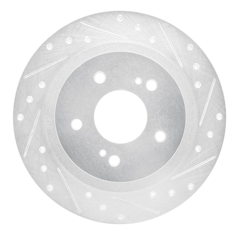 R1 Concepts R1 84-88 Nissan 200SX Rear Right Drilled & Slotted Silver Brake Rotor