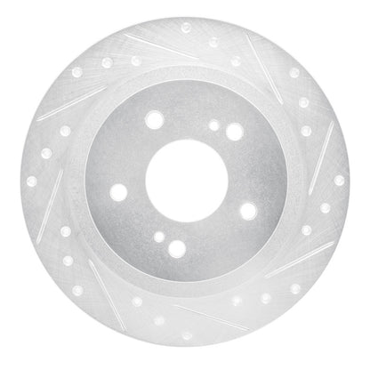 R1 Concepts R1 84-88 Nissan 200SX Rear Right Drilled & Slotted Silver Brake Rotor