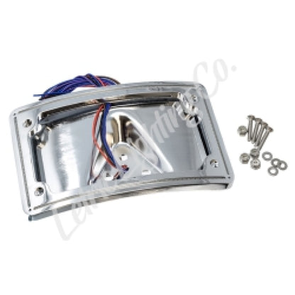 Letric Lighting  Custom Hard Wire Perfect Plate Light Chrome Curved License Plate Frame - Universal